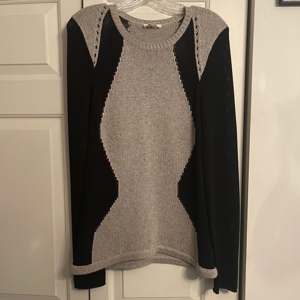 Helmut Lang Black and Grey Wool and Silk Sweater